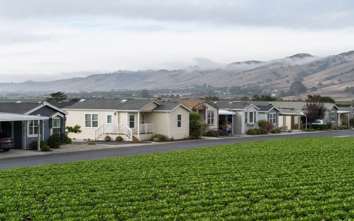 A manufactured home community near coastal California farmland