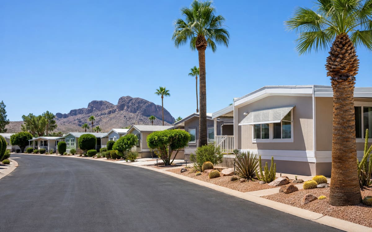 A tidy urban manufactured home community in the Phoenix East Valley